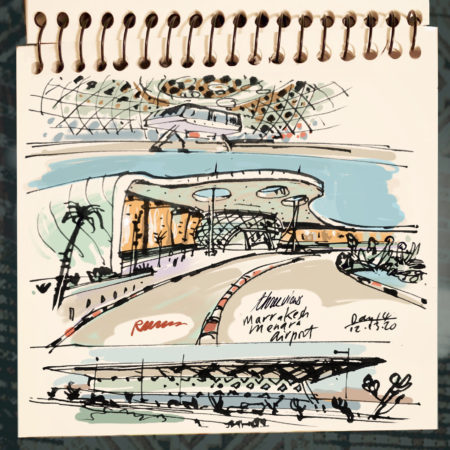 Three views of Marrakech Menara Airport before we leave our (virtual) trip to Morocco.