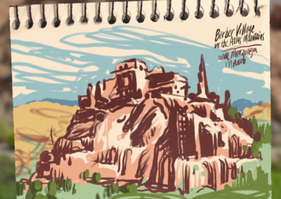 A mountaintop Berber village, near Merzouga, Morocco