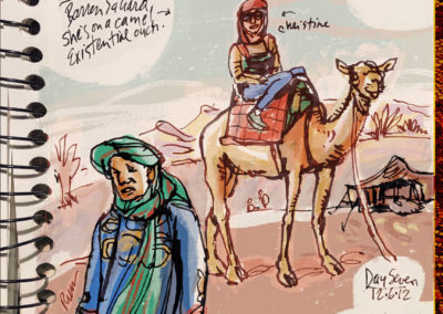 Sahara Christine on a camel, Khemliya, Er Rachidia, Morocco