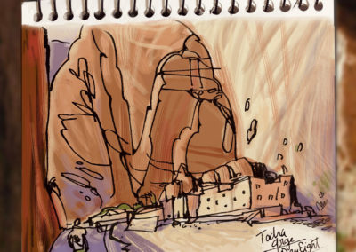 The limestone canyons of the Todra Gorge, near Tinerhir, Morocco were carved by the wadi