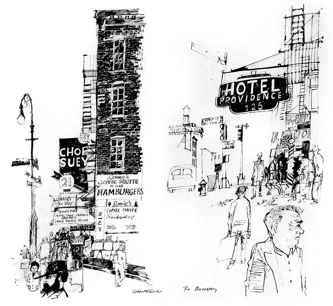 Chinatown and The Bowery from Brendan Behan's New York © 1964 Paul Hogarth